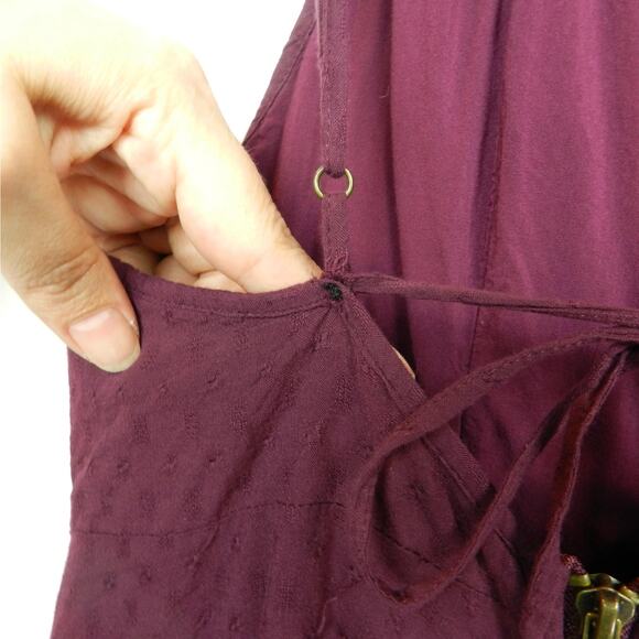 Urban Outfitters Romper Size‎ 10 Burgundy Kimchi Blue Tie Back Minimalist Boho - Picture 7 of 11